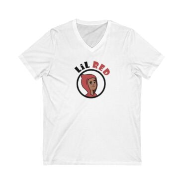 Unisex Jersey Lil Red V-Neck Tee - Image 3
